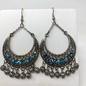 3 for $25 Silver Toned with Multicolored Rhinestones Dangle Earrings